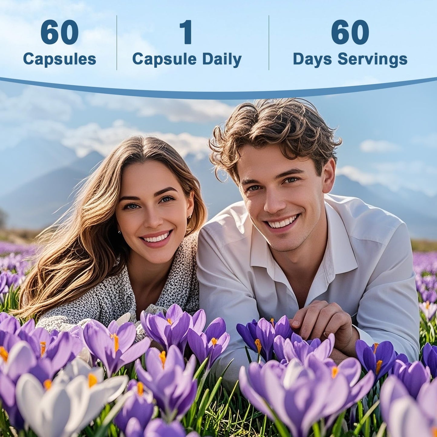 Organic Happy Saffron Supplements - 100% Organic Saffron Extract 88.5mg per Serving - with Prebiotic Fiber for Better Mood, Energy, Eyes, Immunity, Blood & Digestion, Men & Women, 60 Vegan Caps