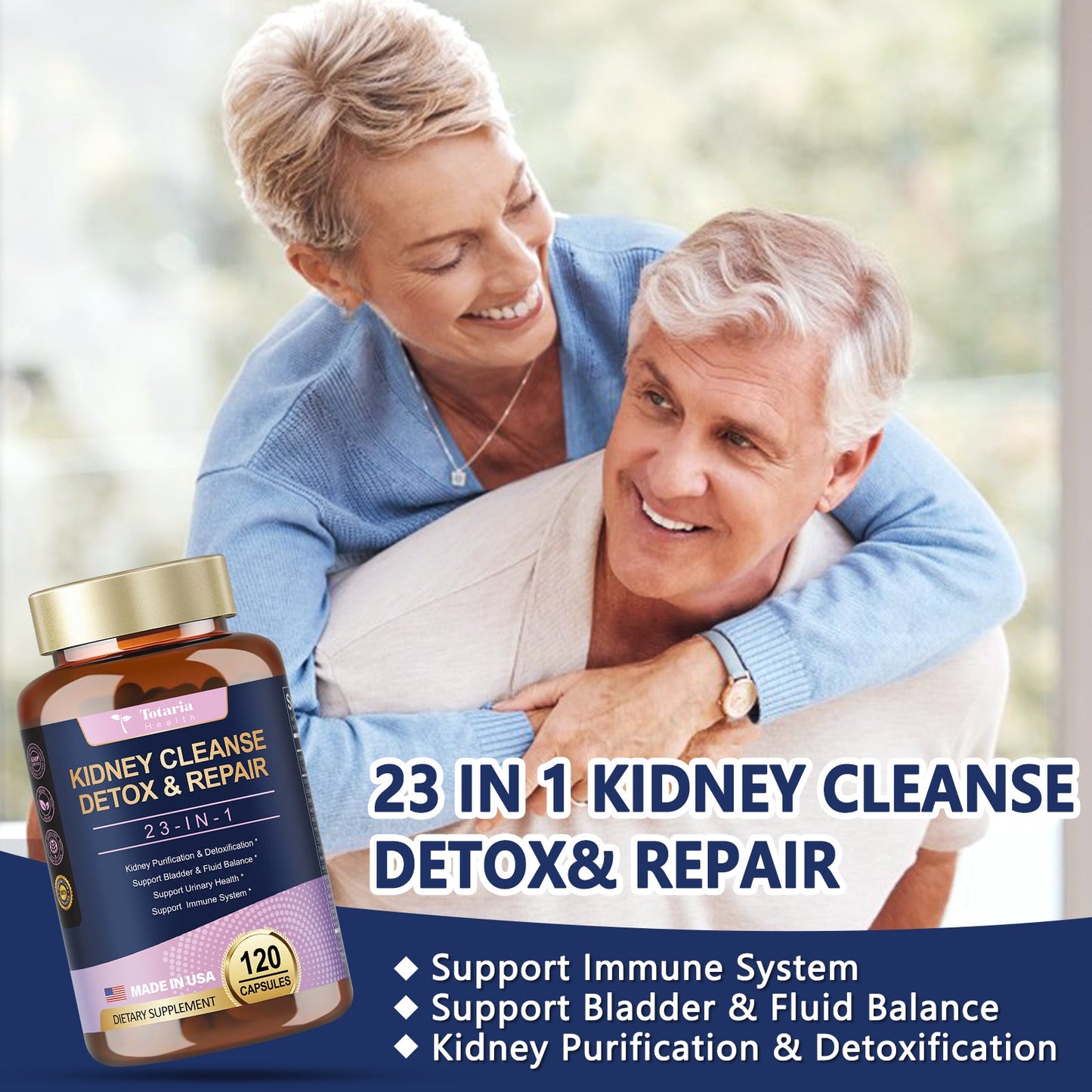 Kidney Cleanse Detox & Repair Capsules 120 Counts, 23 IN 1 Kidney Support Supplement Extra Strength with Chanca Piedra, Cranberry Supports Liver & Kidney Function Stone Breaker Dissolve Bladder Health