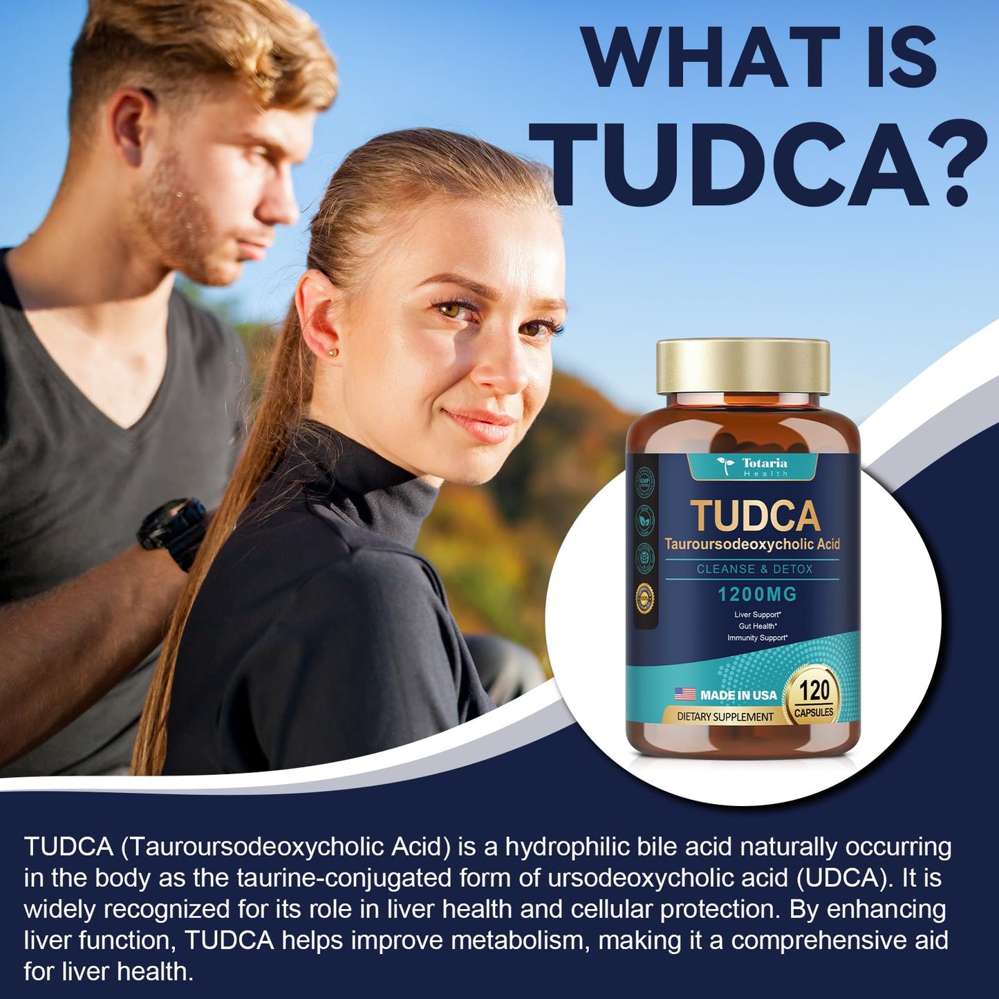 TUDCA Supplement 1200mg (Tauroursodeoxycholic Acid), 120 Capsules, Ultra Strength TUDCA Bile Salts Liver Supplements, Pure Tudca for Liver and Gallbladder Cleanse & Detox, Repair, Gut Health