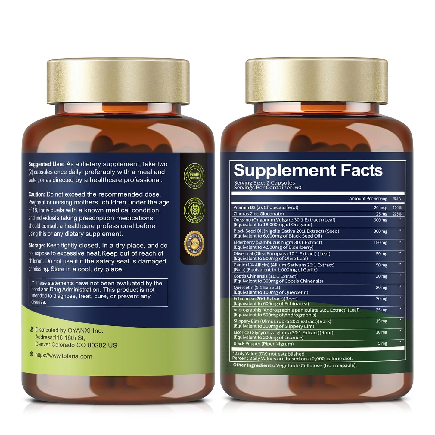 Oil of Oregano with Black Seed Oil Capsules High Absorption with Garlic,Olive Leaf,Quercetin,Black Pepper and More Supplement for Women and Men Immune Support Digestive Health 120 Counts