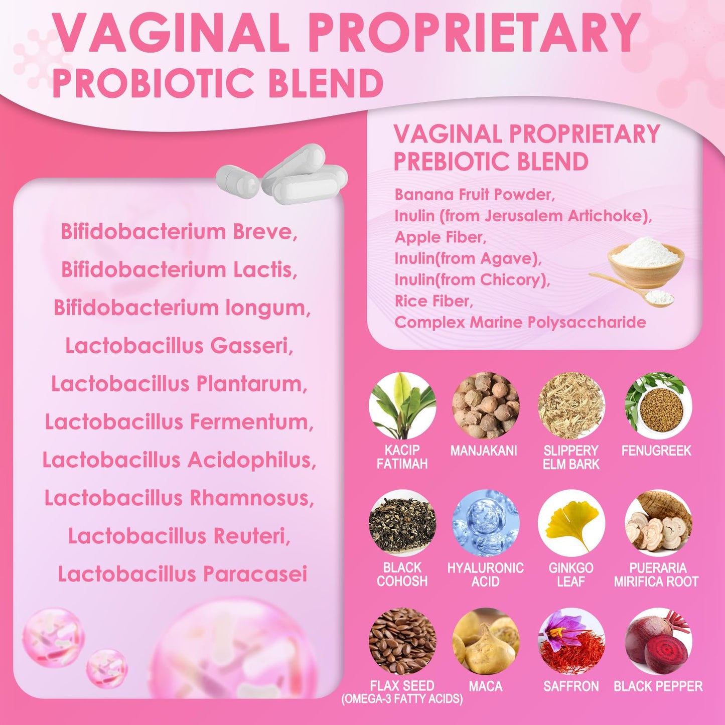 30-in-1 Vaginal Moisture Plus with Probiotics - Vaginal Probiotics & Prebiotic Blend - Vaginal Moisturizer Capsules for Women pH & Hormonal Balance, Hydration & Comfort, Mood & Relaxation - 120 Caps