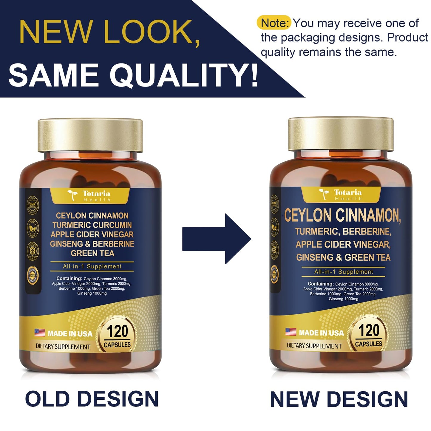 18-in-1 Ceylon Cinnamon Capsules 8000mg, Ultra Strength Ceylon Cinnamon Supplement w/ Apple Cider Vinegar Bitter Melon Turmeric Berberine, Vegan Capsules for Gut, Metabolism & Heart,120 Caps