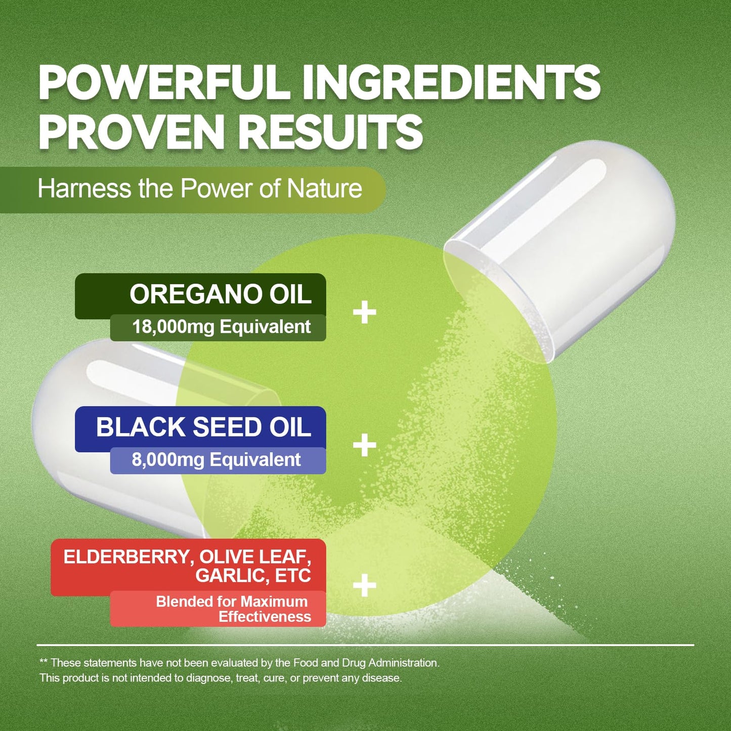 Oil of Oregano with Black Seed Oil Capsules High Absorption with Garlic,Olive Leaf,Quercetin,Black Pepper and More Supplement for Women and Men Immune Support Digestive Health 120 Counts