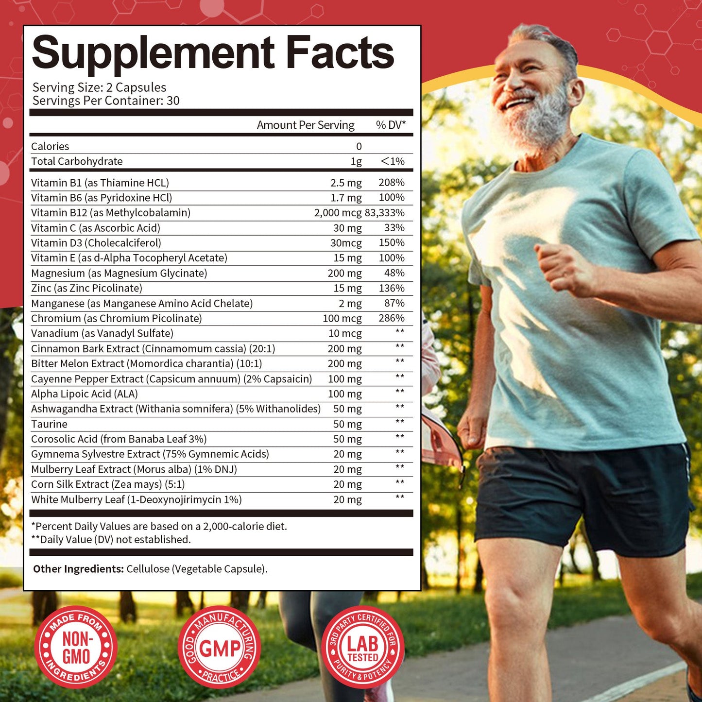 Blood Sugar Complex Capsules | 22 Herbs & Vitamins & Minerals | Supports Healthy Glucose Metabolism & Overall Wellness | Natural Supplement