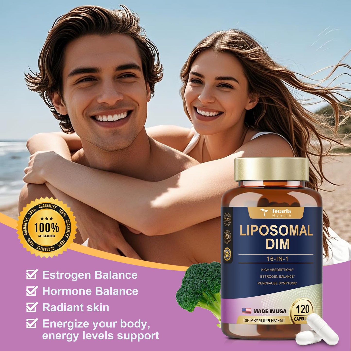 DIM Supplement 400mg Extra Strength Liposomal DIM, Estrogen Blocker & Hormone Balance for Women and Men, Max Strength DIM Diindolylmethane for Metabolism Antioxidant Support (120 Capsules)