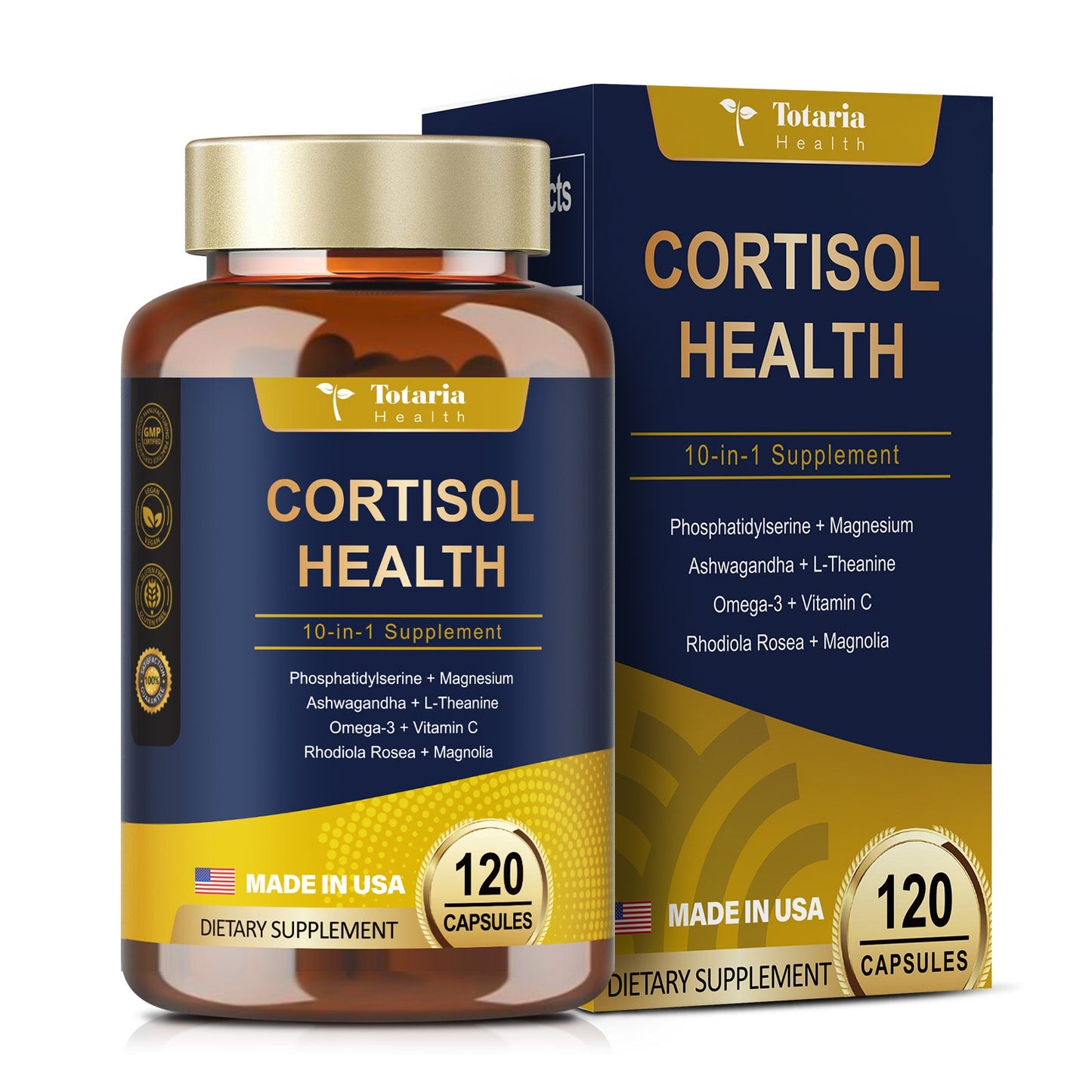 Cortisol Supplement with Ashwagandha,Magnesium,Rhodiola Rosea,L Theanine,Hormone Balance for Mood, Focus, Sleep Support 120 Vegan Capsules