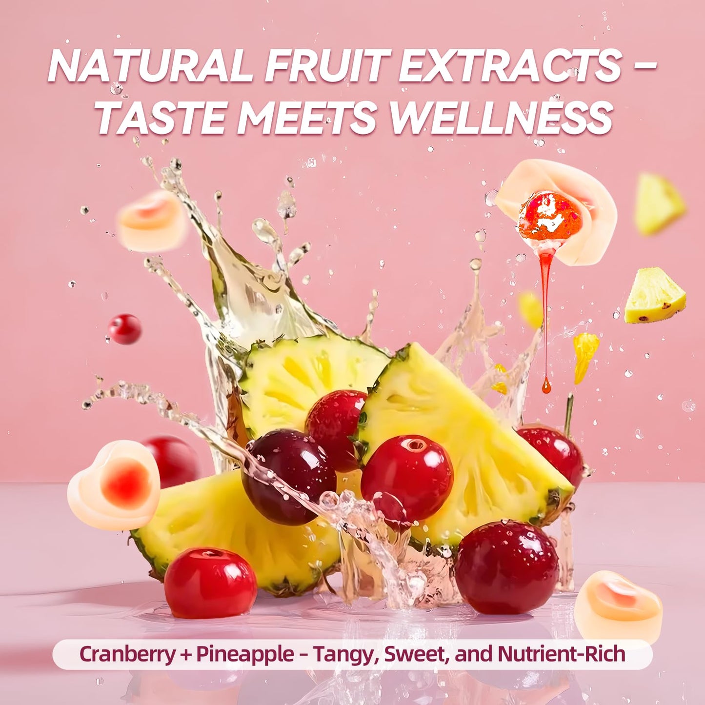 Premium Feminine Balance Gummies Sugar Free Multivitamin Gummies for Women PH Balance Vitality & Gut Health Support Pineapple Flavor 60 Count