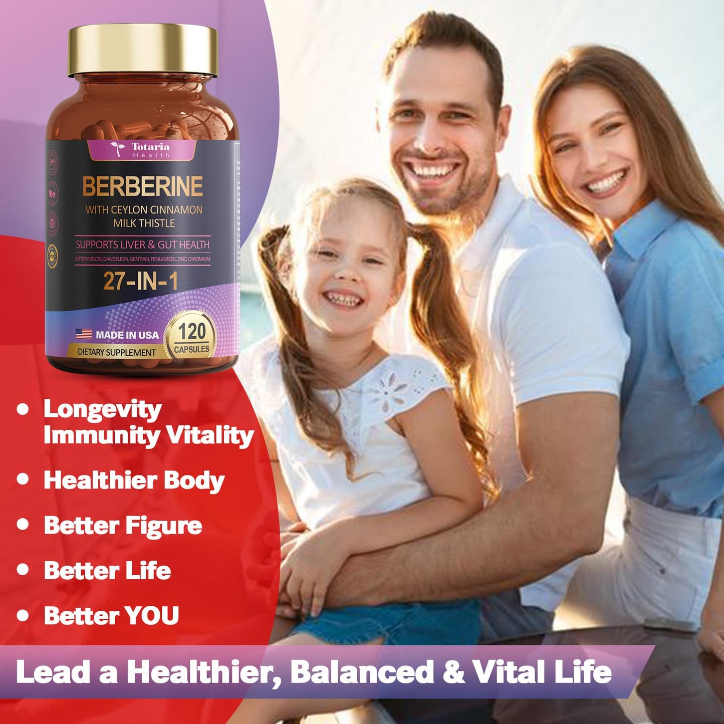 27-in-1 Berberine Supplement with Ceylon Cinnamon, Milk Thistle - Pure Berberine 6000mg - Berberine Plus for Immune, Better Figure, Liver & Gut Health, Vegan Supplements for Men & Women - 120 Caps