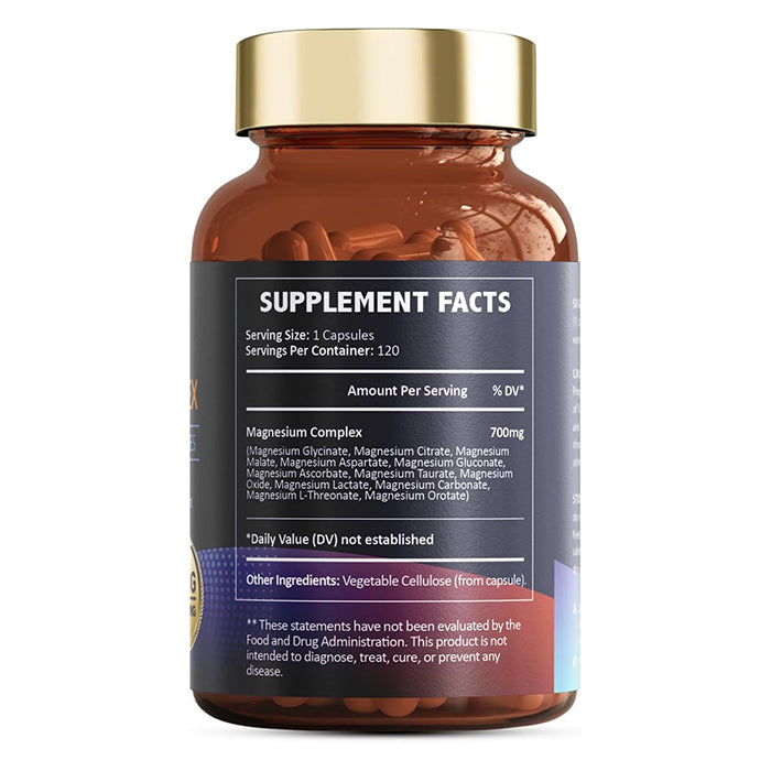 12 in 1 Magnesium Complex Capsules 700mg - Glycinate Citrate Malate Taurate