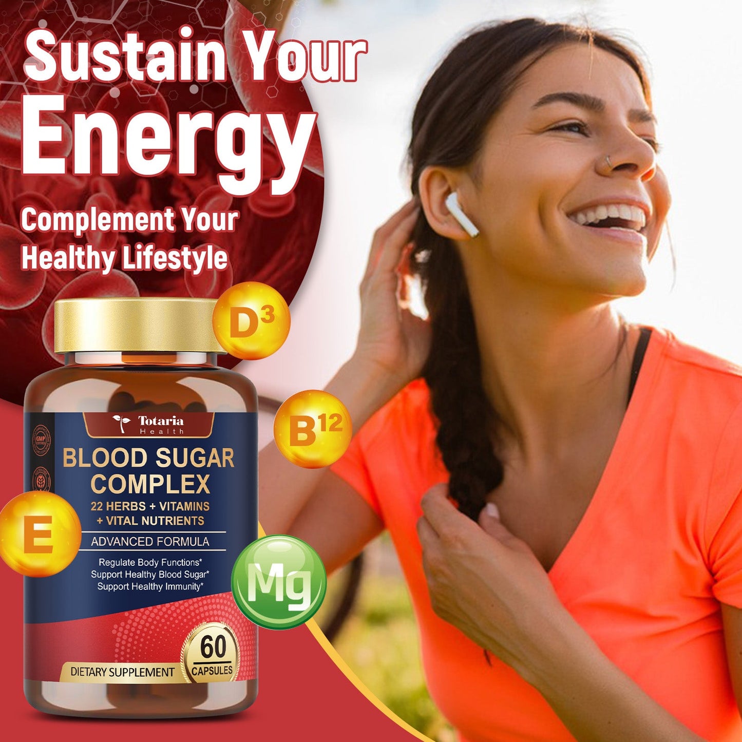 Blood Sugar Complex Capsules | 22 Herbs & Vitamins & Minerals | Supports Healthy Glucose Metabolism & Overall Wellness | Natural Supplement