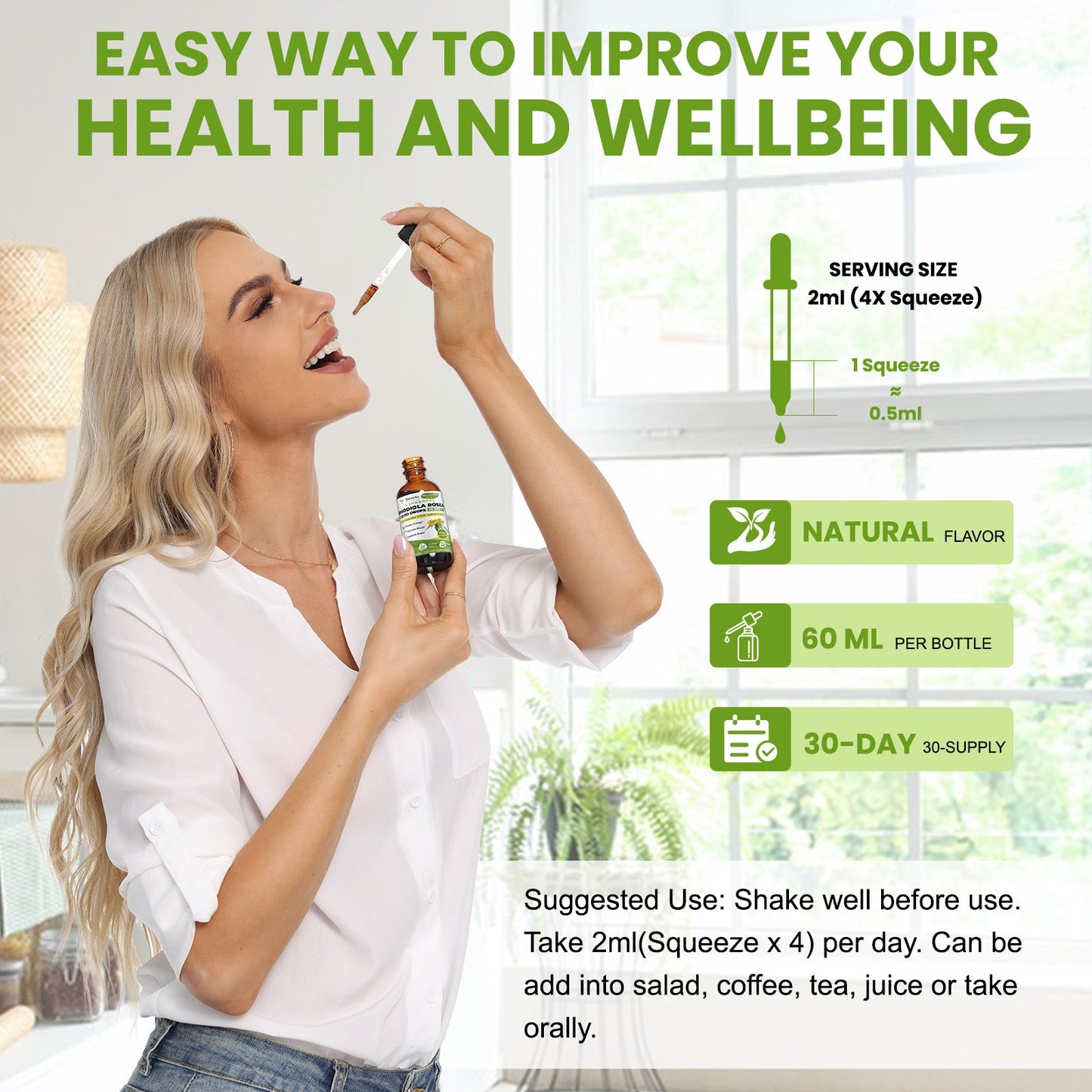 Liposomal Rhodiola Rosea Tincture, Ultra Strength Rhodiola Supplement with Ashwagandha, Saffron, Magnesium, SAM-e, Rhodiola Rosea Extract Liquid Drops for Natural Relaxation, Mood, Energy