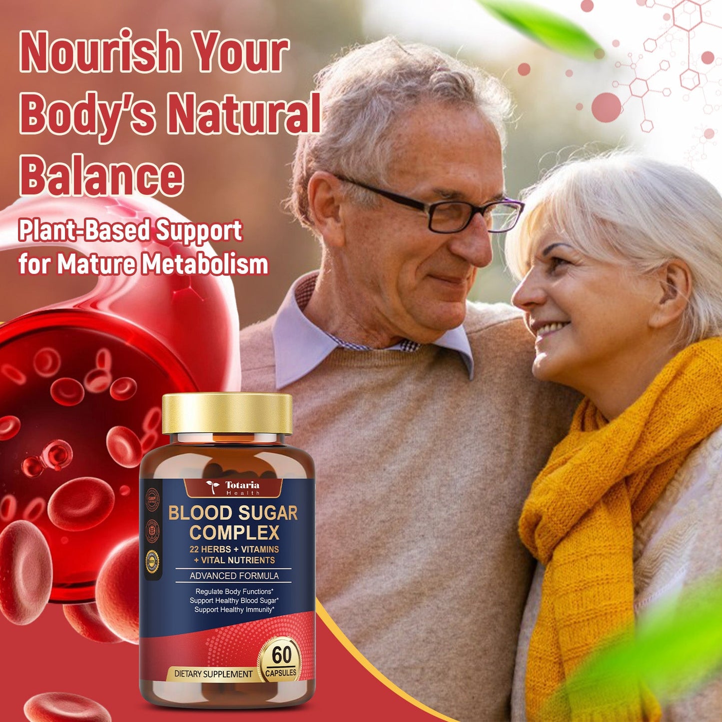 Blood Sugar Complex Capsules | 22 Herbs & Vitamins & Minerals | Supports Healthy Glucose Metabolism & Overall Wellness | Natural Supplement