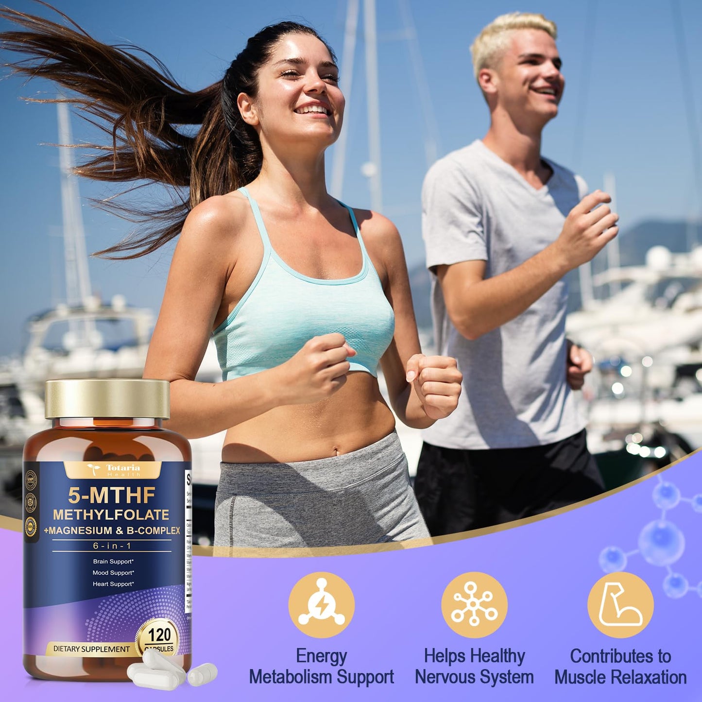 L Methylfolate 15mg 5-MTHF with B-Complex & Dual Magnesium | Active 5-MTHF Form + Methyl B12 | Supports Methylation, Cellular Function & Energy Metabolism | Non-GMO, Gluten Free (120 Capsules)