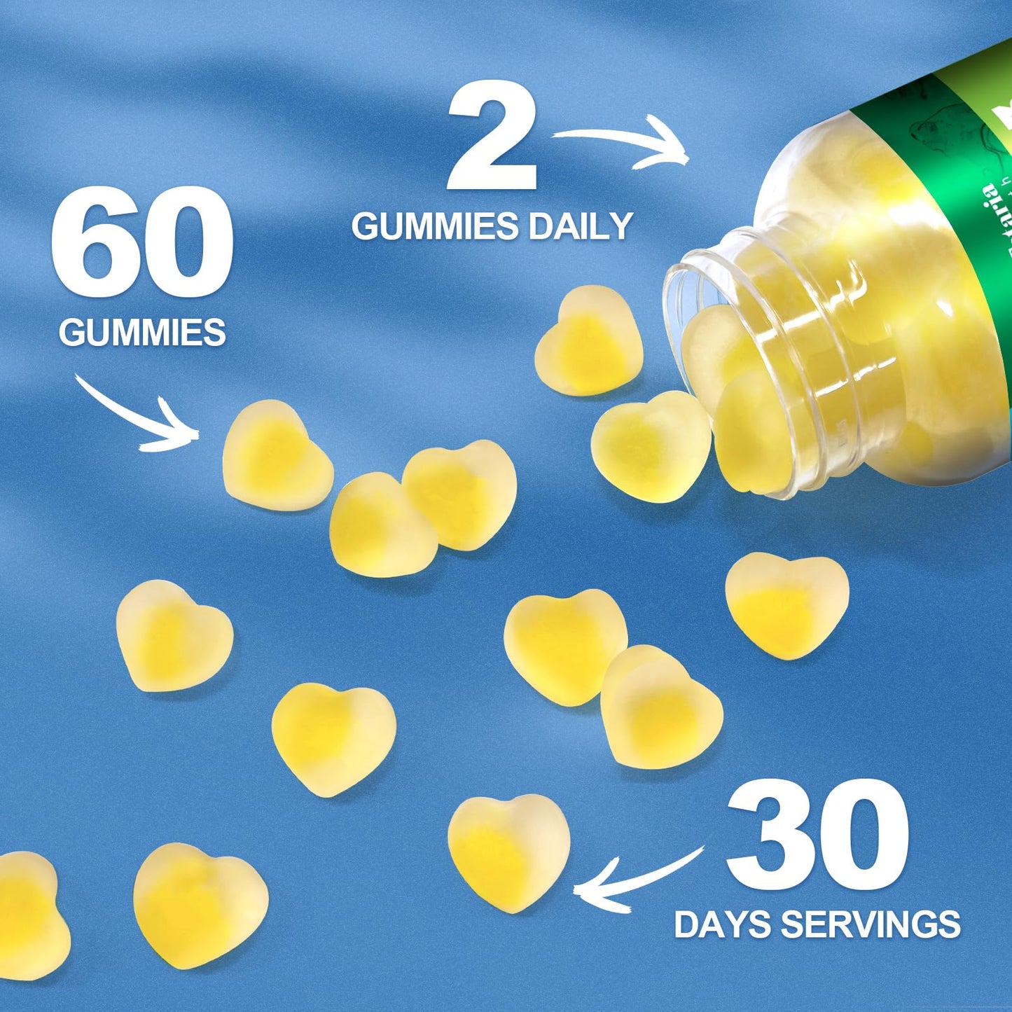 Vegan Algae Omega-3 Gummies with DHA EPA, Turmeric CoQ10 for Brain and Eye Wellness - 60 Counts