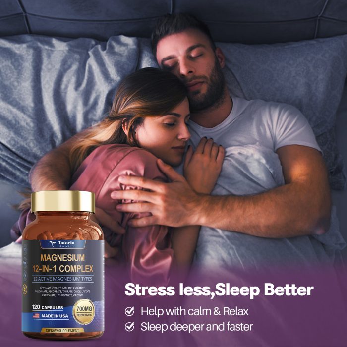12 in 1 Magnesium Complex Capsules 700mg - Glycinate Citrate Malate Taurate