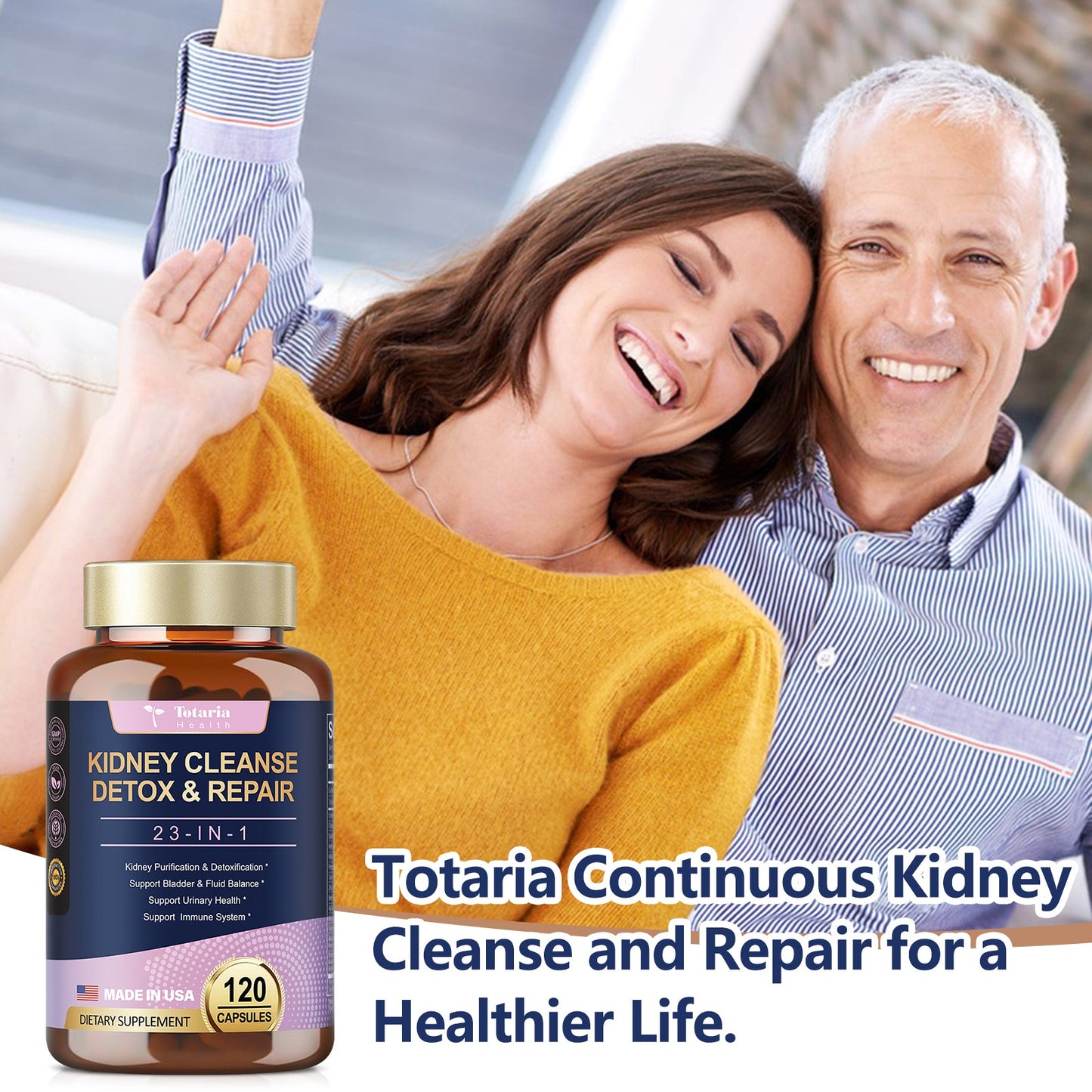 Kidney Cleanse Detox & Repair Capsules 120 Counts, 23 IN 1 Kidney Support Supplement Extra Strength with Chanca Piedra, Cranberry Supports Liver & Kidney Function Stone Breaker Dissolve Bladder Health