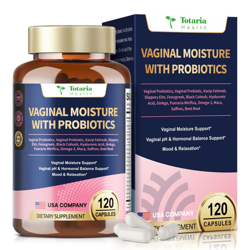 30-in-1 Vaginal Moisture Plus with Probiotics - Vaginal Probiotics & Prebiotic Blend - Vaginal Moisturizer Capsules for Women pH & Hormonal Balance, Hydration & Comfort, Mood & Relaxation - 120 Caps