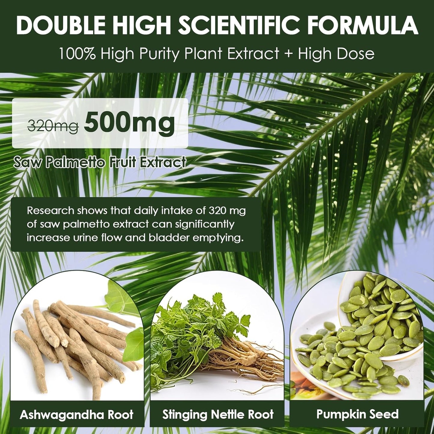 Organic Saw Palmetto - Prostate Health Supplements for Men with Ashwagandha Root, Stinging Nettle, Pumpkin Seed, Prostate Defend Propnietary Blend, 120 Count