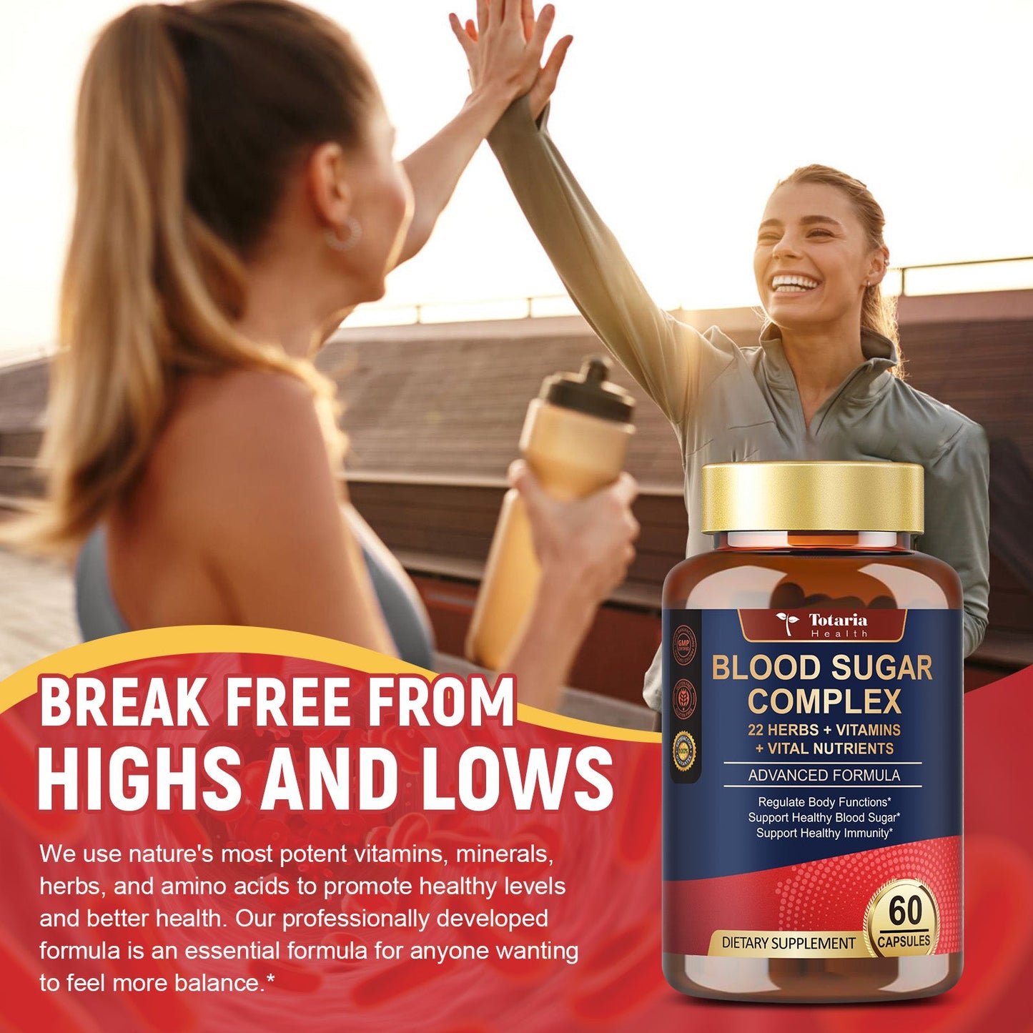 Blood Sugar Complex Capsules | 22 Herbs & Vitamins & Minerals | Supports Healthy Glucose Metabolism & Overall Wellness | Natural Supplement