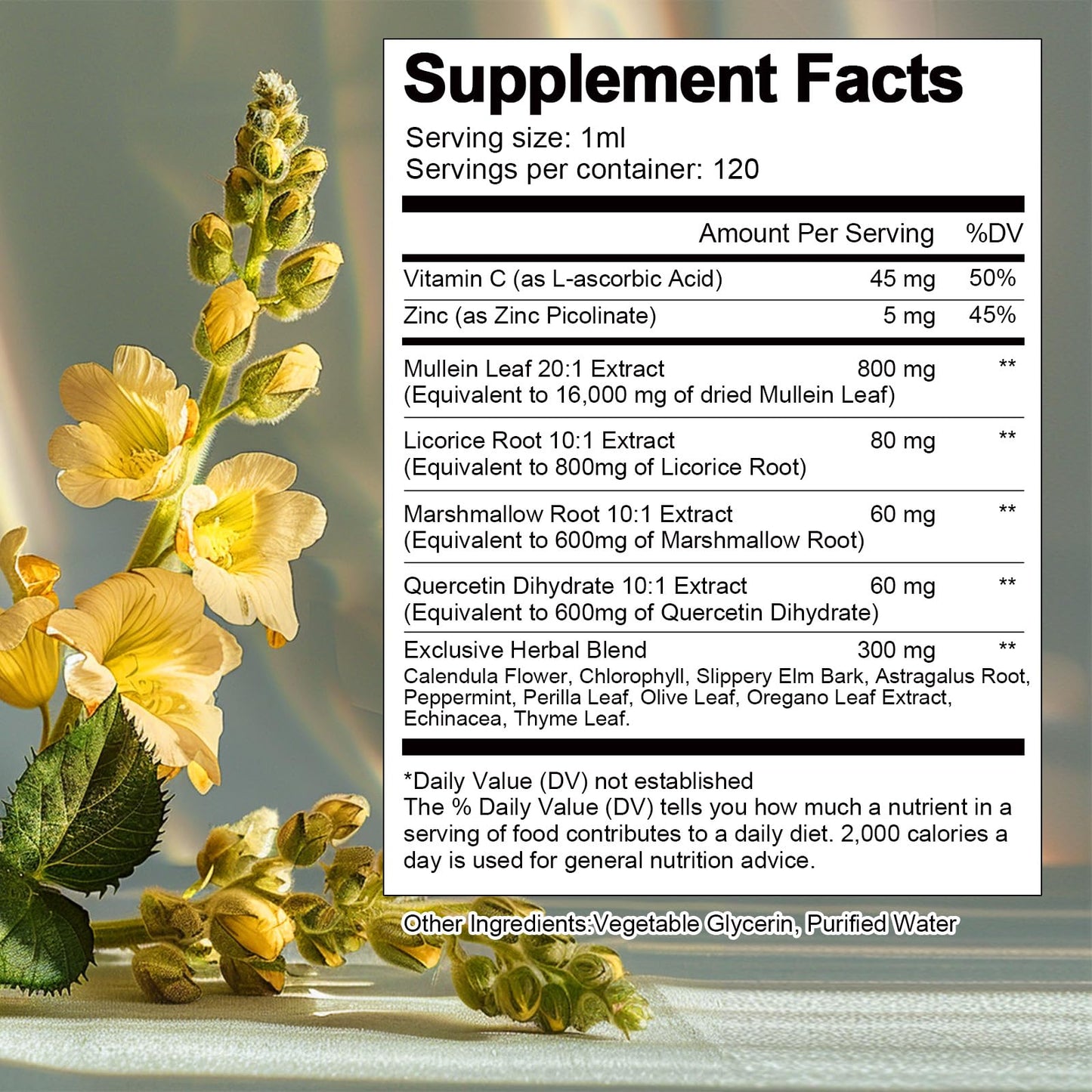 16-in-1 Mullein Drops for Lungs with 16000MG Mullein Leaf per Serving, High Potency Mullein Drops with Licorice Root, Marshmallow Root for Lungs, Respiratory and Immune Wellness, 4 FL.OZ