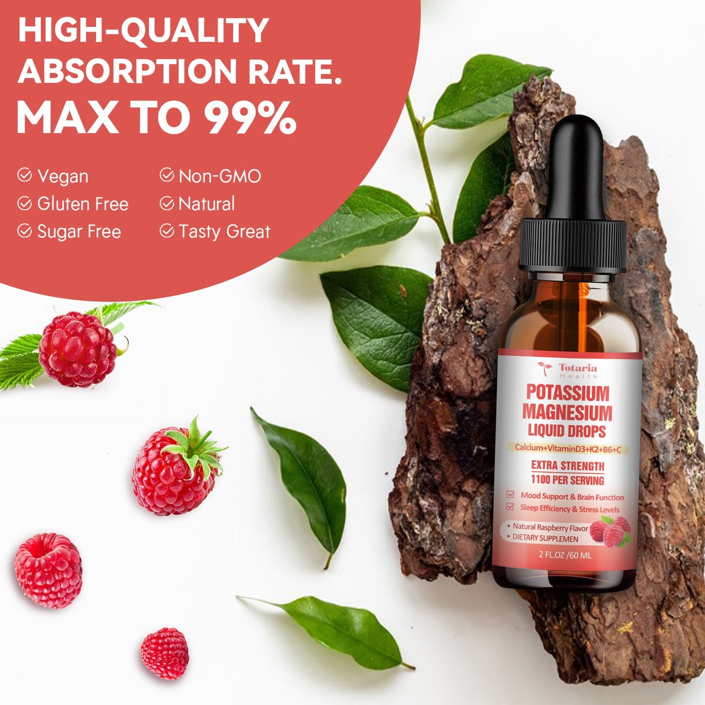 Potassium Magnesium Liquid Drops Supplement Potassium 200mg & 600mg Triple Complex Magnesium Glycinate Citrate Oil High Absorption Potasio Support Bone, Muscle, Heart Health, Cramps, Metabolism