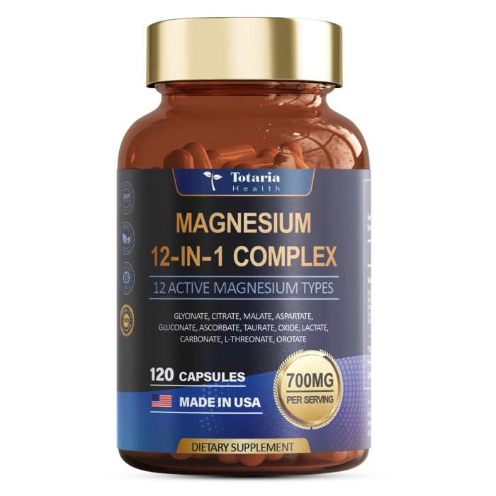 12 in 1 Magnesium Complex Capsules 700mg - Glycinate Citrate Malate Taurate