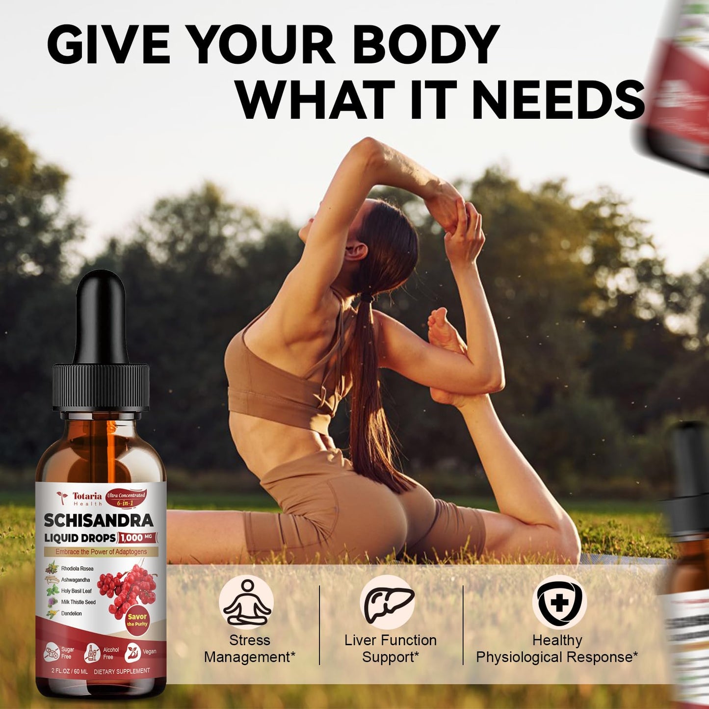 Schisandra Supplement 6-in-1 Schisandra Berry Drops with Rhodiola Rosea, Ashwagandha, Holy Basil, Milk Thistle, Dandelion Root Adaptogen for Mood Stress Liver Health 2Fl.Oz