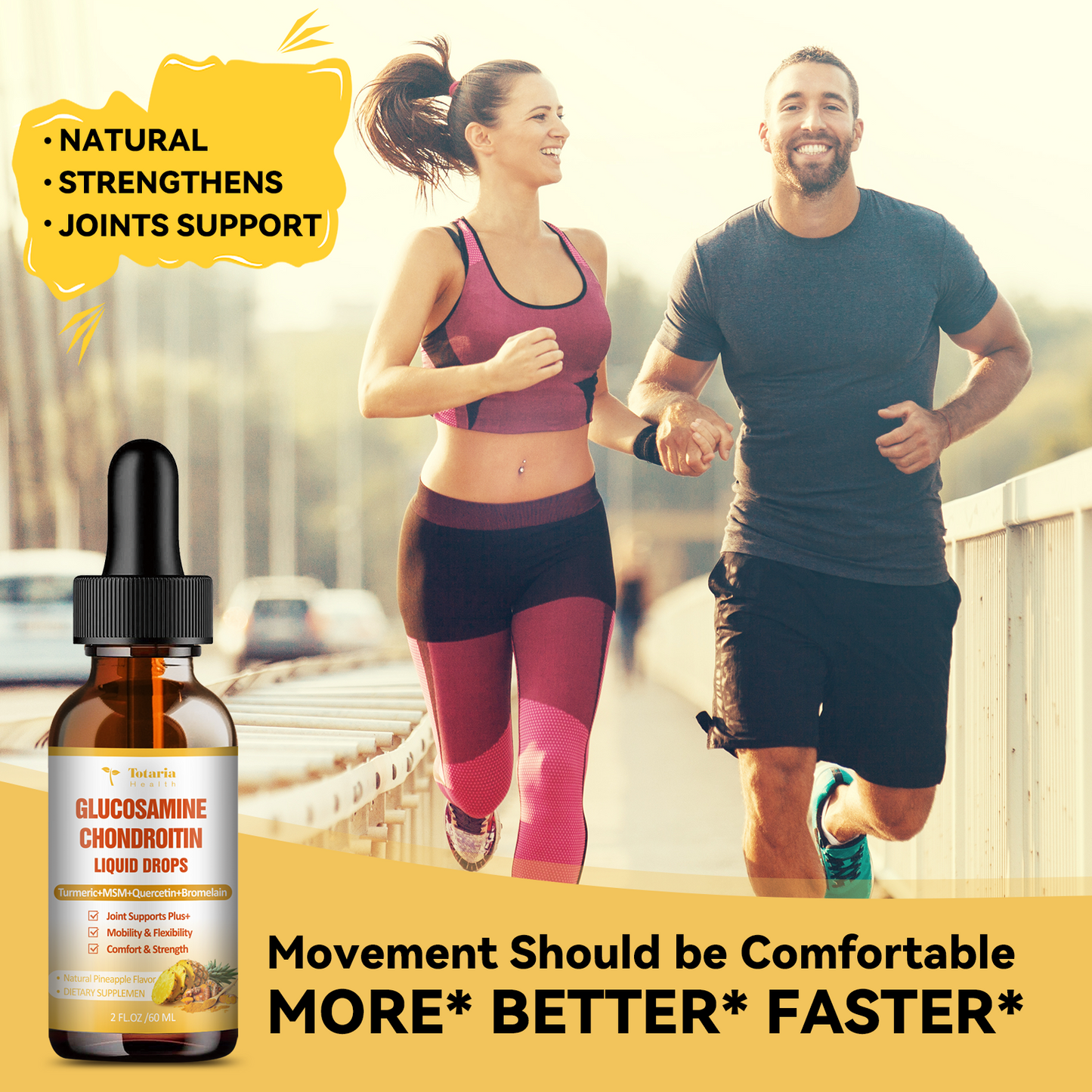 Glucosamine Chondroitin MSM Liquid Drops - FSA HSA Eligible Items List - Chondroitin Sulfate Supplement Turmeric, Quercetin, Bromelain, MSM Oil Support Joint Health Supplements for Man & Woman