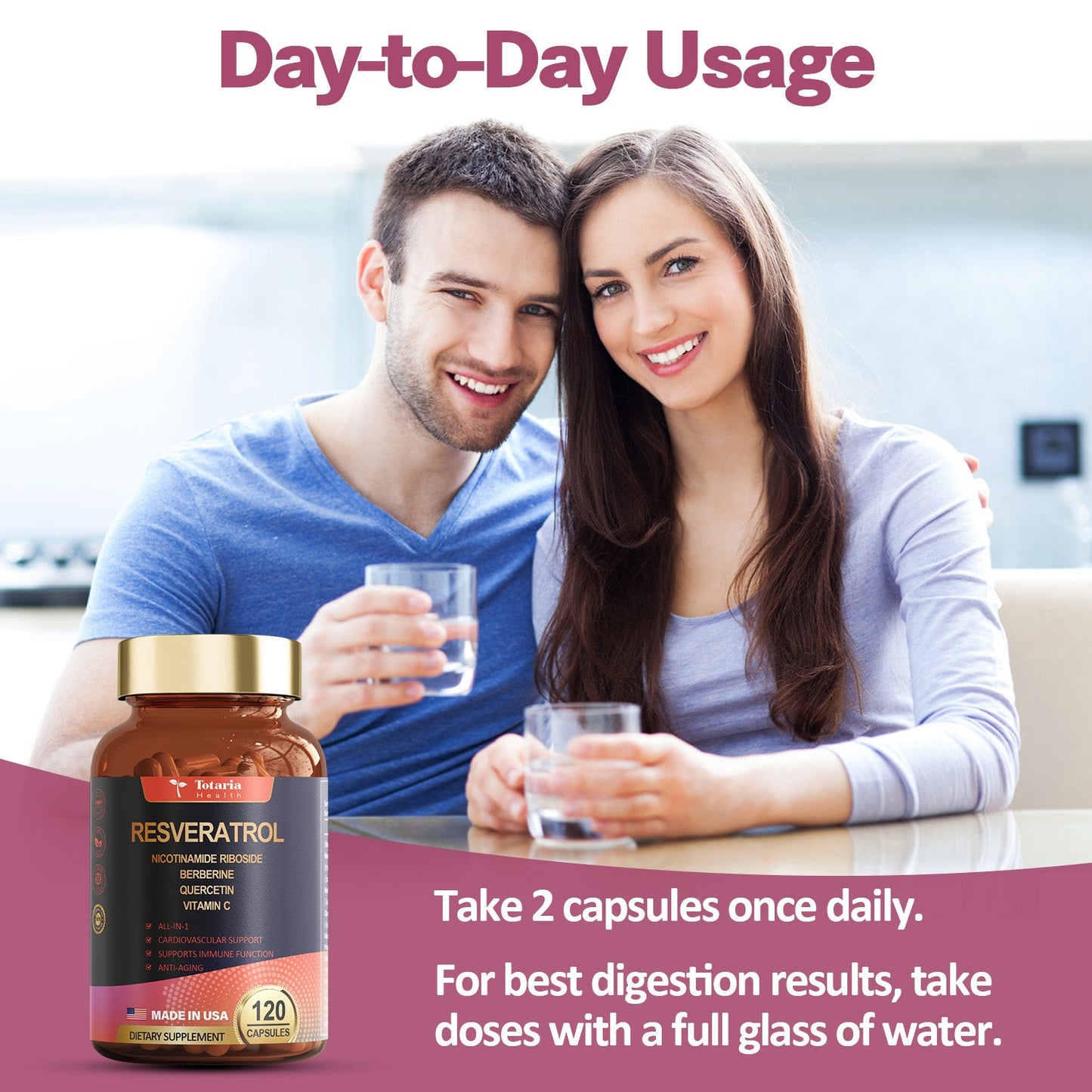 Resveratrol Supplement 8000mg Extra Strength with Berberine Quercetin Green Tea Extract Grape Seed Extract Polyphenol Antioxidant Supplement Antioxidant & Heart Health Support 120 Capsules