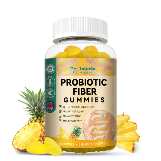 9-in-1 Probiotic Fiber Gummies for Adults Teens 16G Fiber per Serving, Psyllium Fiber Supplement with 5 Billion CFU Bacillus Coagulans, Inulin, ACV for Digestion Gut Immunity - 60 Gummies