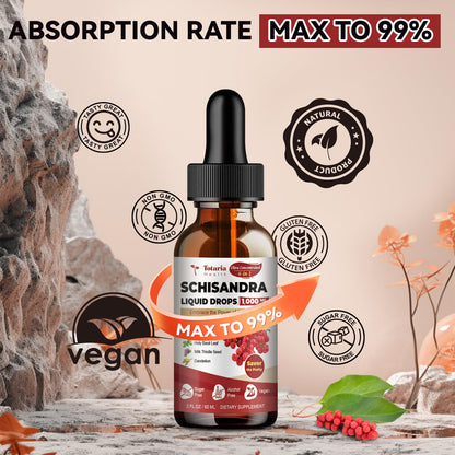 Schisandra Supplement 6-in-1 Schisandra Berry Drops with Rhodiola Rosea, Ashwagandha, Holy Basil, Milk Thistle, Dandelion Root Adaptogen for Mood Stress Liver Health 2Fl.Oz