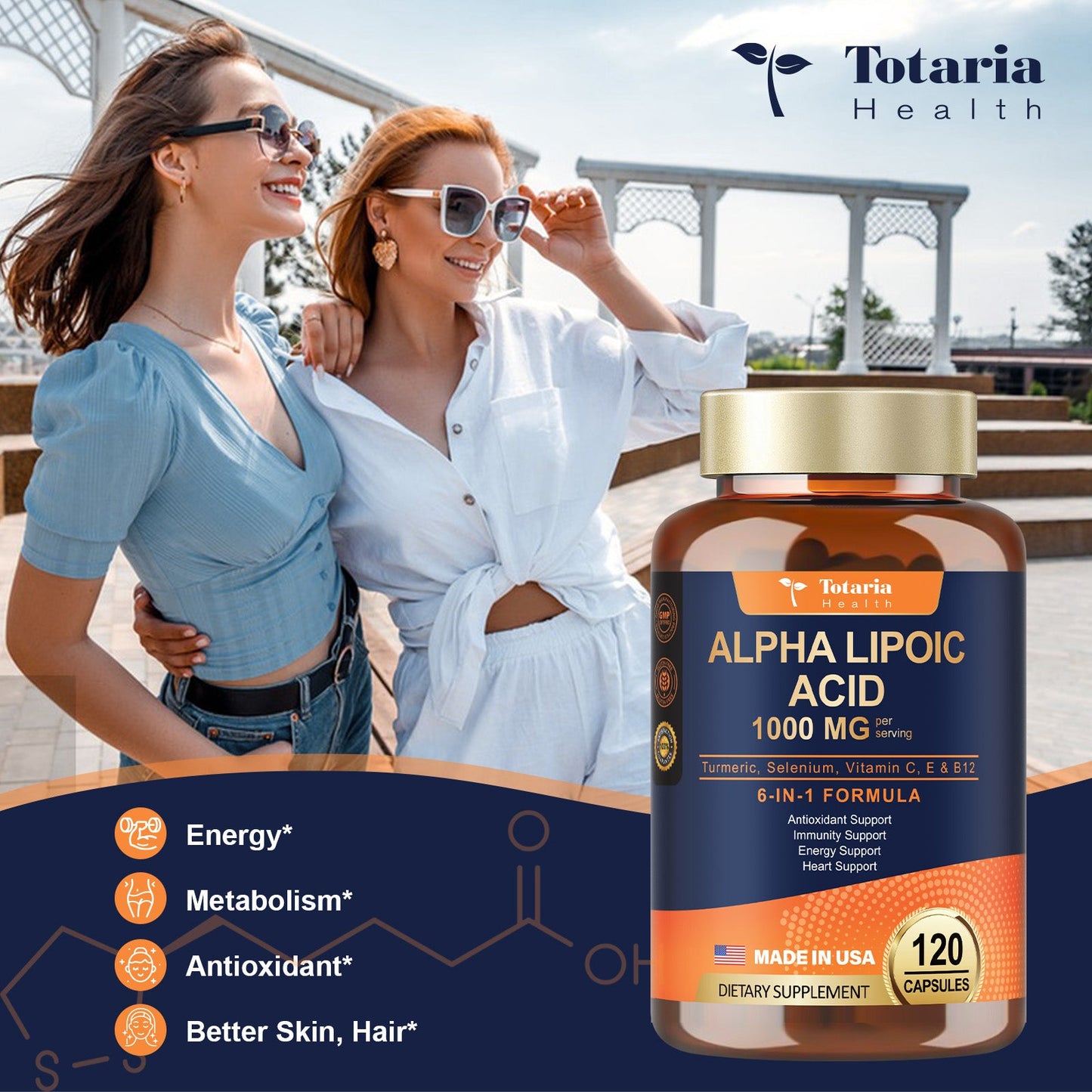 Alpha Lipoic Acid - 1000mg ALA Supplement Capsules for Neuropathy Supports Liver Detox, Nerve Health, Antioxidant, Metabolism and Cell Energy, Anti-Aging - Non-GMO, Gluten Free, Vegan Safe