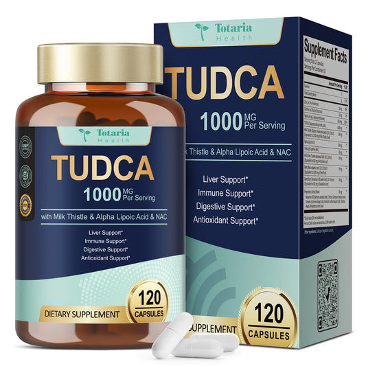 Totaria 15-in-1 TUDCA Liver Supplement 1000mg with Milk Thistle, ALA, NAC, Ultra Strength TUDCA (Tauroursodeoxycholic Acid) Bile Salts, Liver and Gallbladder Cleanse & Repair, Vegan, 120 Counts