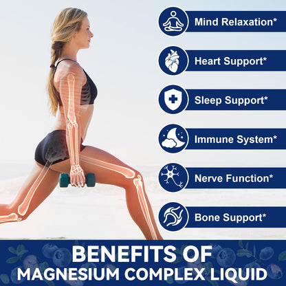 21 in 1 Magnesium Glycinate Complex Liquid Drop with Vitamin D3,K2,B6 & B12 Plus L-Theanine Omega-3 Sea Moss Extract for Energy,Sleep,Joint,Heart Health Sugar Free Blueberry Flavor,2 Fl Oz