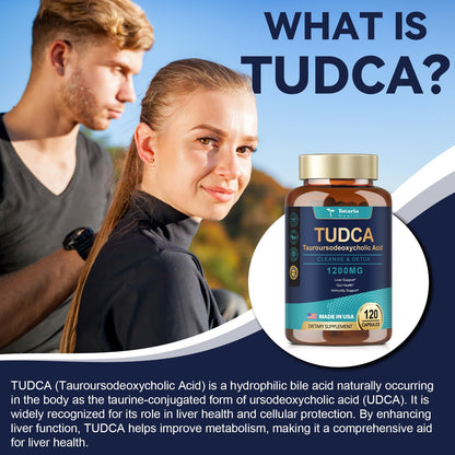 TUDCA Supplement 1200mg (Tauroursodeoxycholic Acid), 120 Capsules, Ultra Strength TUDCA Bile Salts Liver Supplements, Pure Tudca for Liver and Gallbladder Cleanse & Detox, Repair, Gut Health