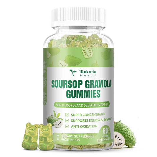 Soursop Graviola Sea Moss Gummies - 5000mg Soursop Oil Leaf with 3000mg Sea Moss, 150mg Black Seed Oil - Immune Support, Antioxidation - Sour Sop Multivitamin Graviola Leaves Edible Supplements