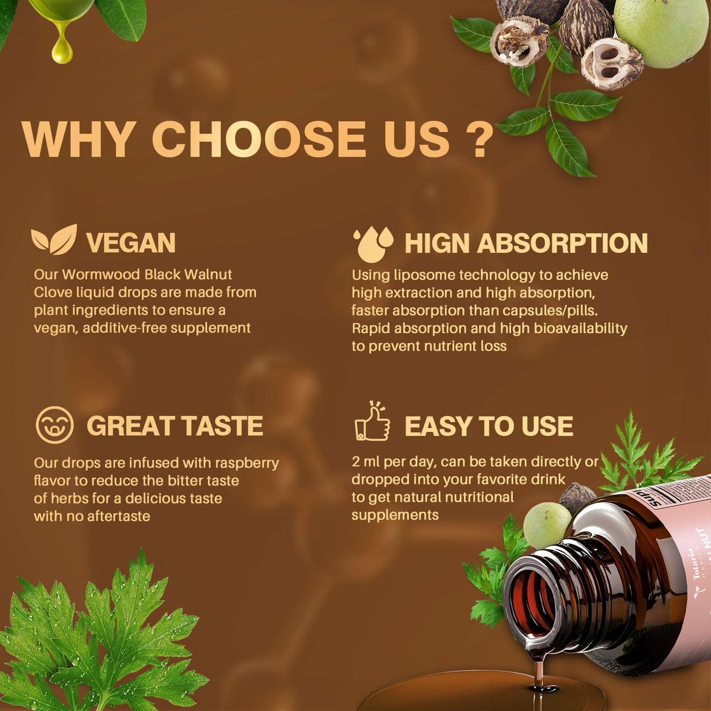 20 in 1 Black Walnut Wormwood Tincture - Clove,Pumpkin Seed,Garlic,Oregano,Berberine - Gentle Gut Cleanse & Digestive Health - Alcohol-Free,Gut-Friendly -Raspberry Flavor - 2FL