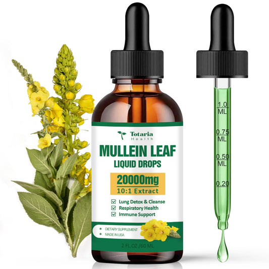 Mullein Drops for Lungs - 98% Absorption Rate 20000mg Pure Mullein Leaf per Serving - Orangic Mullein for Lung Detox & Cleanse, Respiratory Health, Immunity - Alcohol Free, Natural & Vegan - 2 FL.OZ