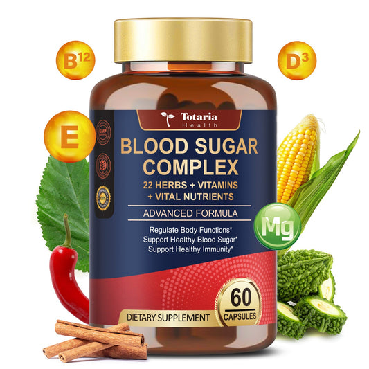 Blood Sugar Complex Capsules | 22 Herbs & Vitamins & Minerals | Supports Healthy Glucose Metabolism & Overall Wellness | Natural Supplement