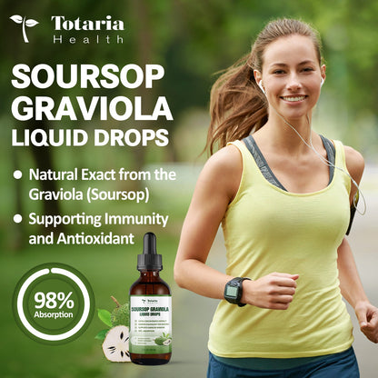(2 FL) Pure Soursop Graviola Oil Leaf 6000mg, Soursop Fruit 500mg Liquid Drops Organic Soursop Leaves Extract Immune Support Antioxidation - Sour SOP Bitters Multivitamin Soursop Tincture Supplements
