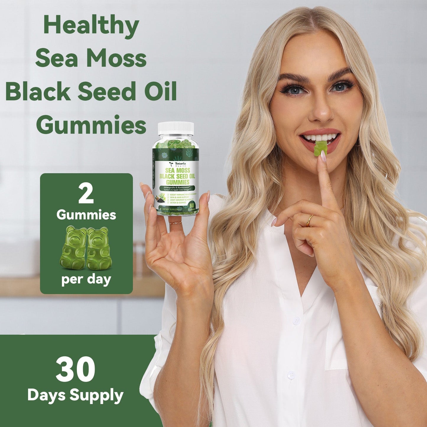 Sea Moss Black Seed Oil Gummies Extracts from Irish Seamoss Whole Plant Advanced with Black Seed Oil, Ashwagandha Burdock Root Turmeric Bladderwrack - Support Immune, Joints, Digestion, Hair & Skin