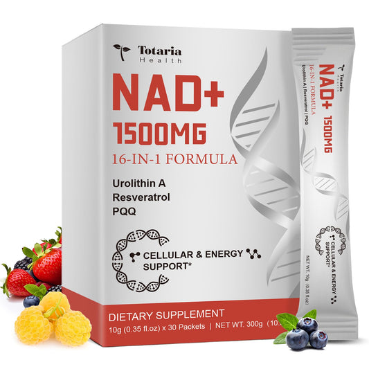 NAD Liquid Supplement 1500mg, Extra Strength NAD+, Resveratrol, Urolithin A, PQQ 16-in-1 Formula with Nicotinamide Riboside for Anti Aging, Energy, Immune, Focus for Men & Women (30 Packets)