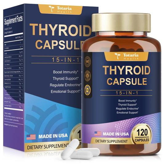 Thyroid Support Supplement Complex Capsules - Iodine Thyroid Supplement with L Tyrosine Bladderwrack Kelp Ashwagandha Selenium Supplements for Women & Man - Mood Enhancer Energy Blance Thyroid Level
