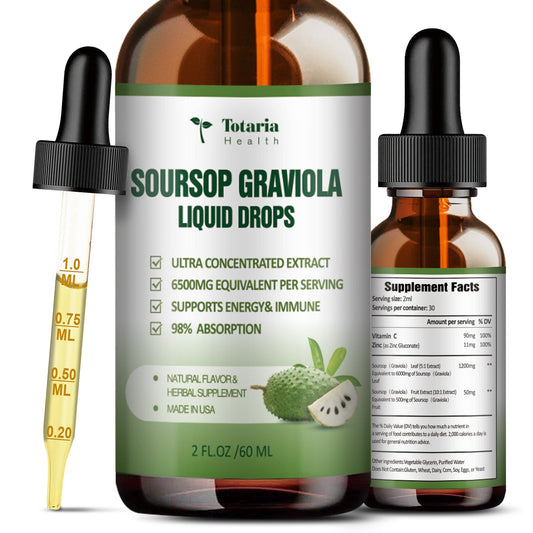 (2 FL) Pure Soursop Graviola Oil Leaf 6000mg, Soursop Fruit 500mg Liquid Drops Organic Soursop Leaves Extract Immune Support Antioxidation - Sour SOP Bitters Multivitamin Soursop Tincture Supplements