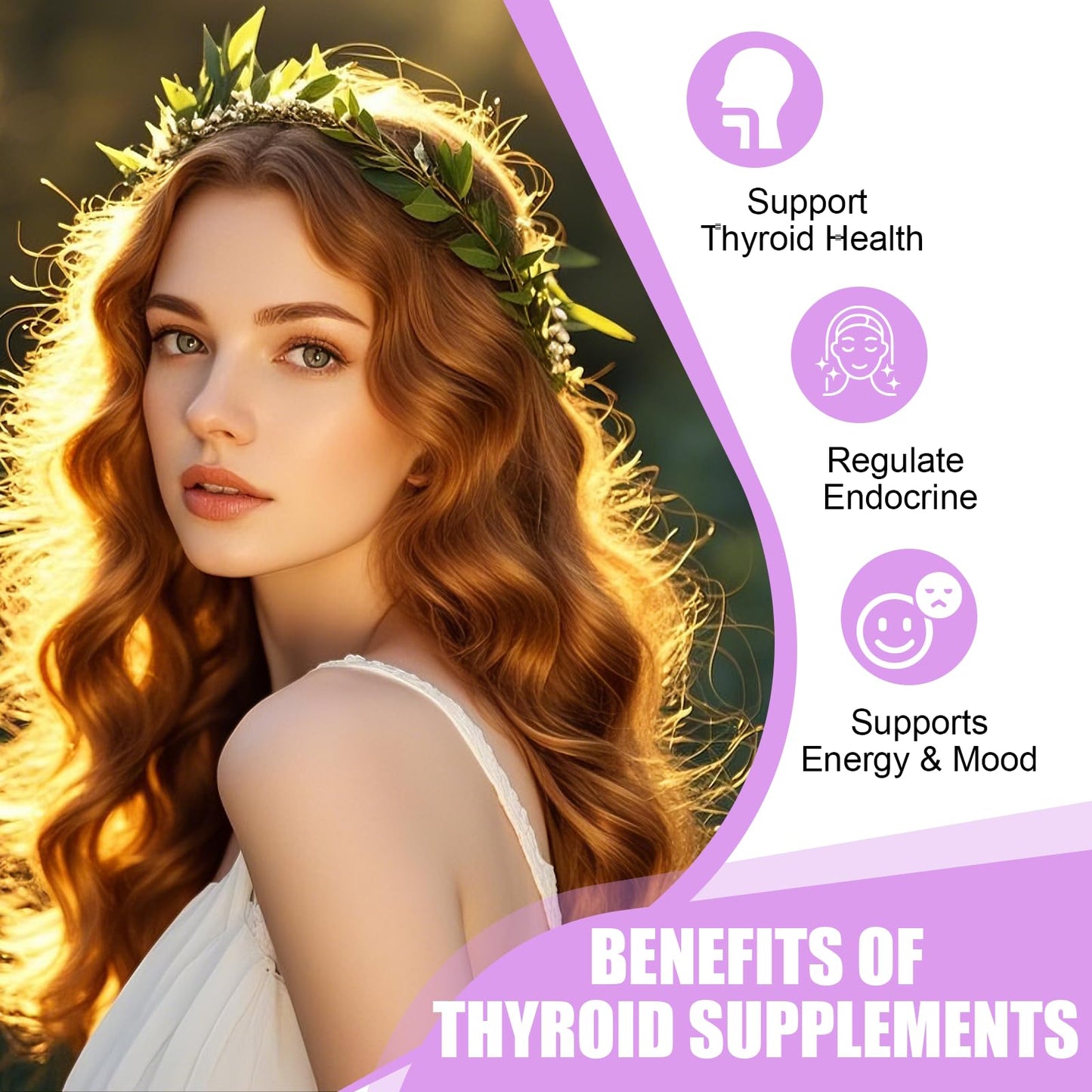 Thyroid Support Supplement Complex Capsules - Iodine Thyroid Supplement with L Tyrosine Bladderwrack Kelp Ashwagandha Selenium Supplements for Women & Man - Mood Enhancer Energy Blance Thyroid Level