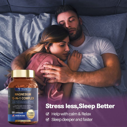 12 in 1 Magnesium Complex Capsules 700mg - Glycinate Citrate Malate Taurate