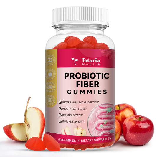 9-in-1 Probiotic Fiber Gummies for Adults & Teens 16G Fiber per Serving, Psyllium Fiber Supplement with 5 Billion CFU Bacillus Coagulans, Inulin, ACV for Digestive, Gut & Immune Wellness - 60 Gummies