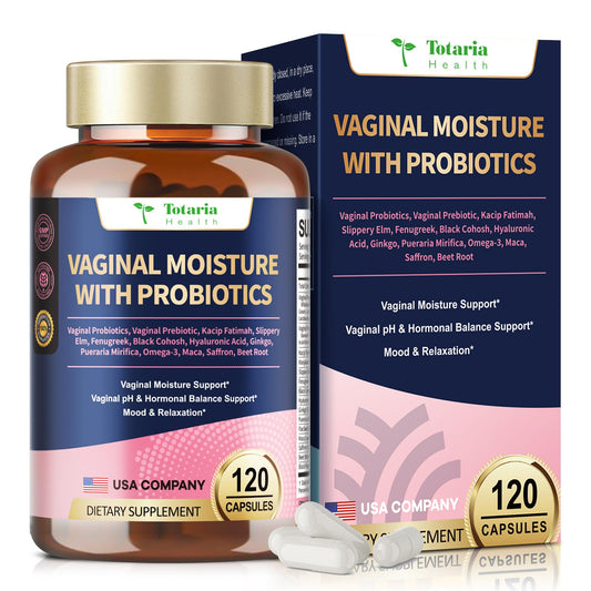 30-in-1 Vaginal Moisture Plus with Probiotics - Vaginal Probiotics & Prebiotic Blend - Vaginal Moisturizer Capsules for Women pH & Hormonal Balance, Hydration & Comfort, Mood & Relaxation - 120 Caps