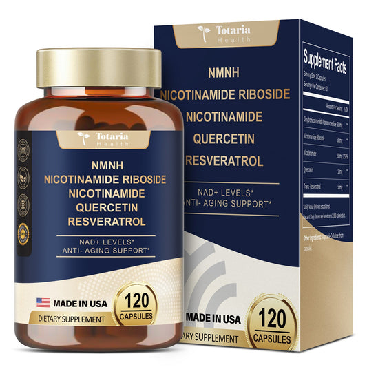 NMNH (Dihydronicotinamide Mononucleotide), NMN Supplement Alternative w/ Niacinamide (Vitamin B3), Quercetin, Trans-Resveratrol, Support NAD+, Skin Cell Health*, Anti-aging & Energy, 120 Caps