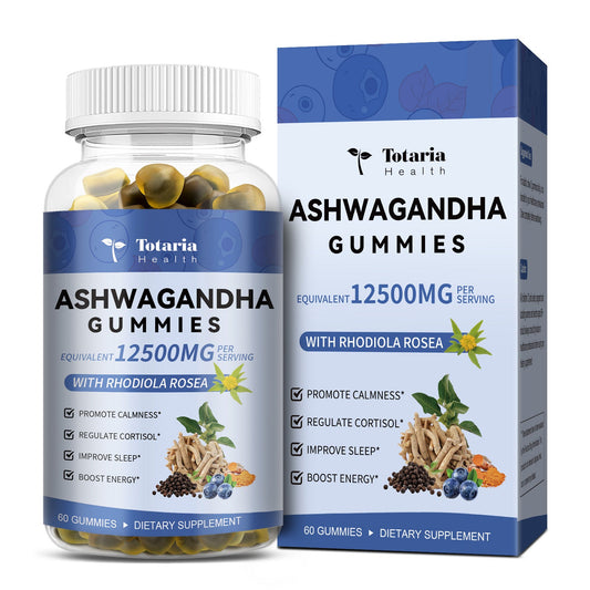 Ashwagandha Filled Gummies 12500mg w/ Magnesium Glycinate, Rhodiola Rosea, Ultra Strength Ashwagandha Supplements for Women & Wen, for Relaxation, Energy, Cortisol Health, Blueberry Flavor, 60 Count